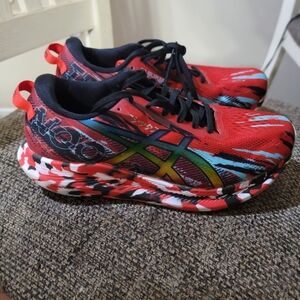 ASICS Red Multicolor Running Shoes - Bold Graphic Design